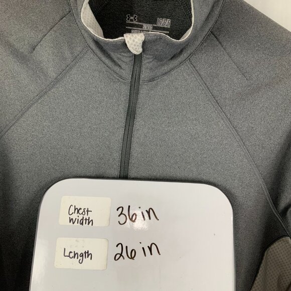 Under Armour Fitted Coldgear Gray 1/3 Zip Mock Neck Pullover Sweater Size LG - Picture 6 of 6